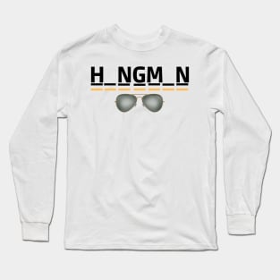 hangman font black and yellow with glasses Long Sleeve T-Shirt